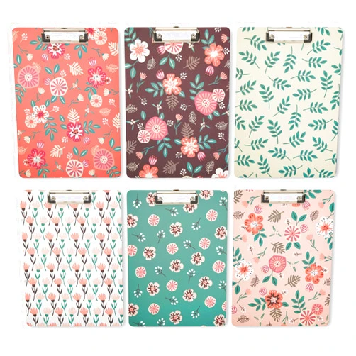 Paper Junkie Decorative Clipboards 9x12 with Low Profile Clip and Hook, Letter Size, Classroom Office Work Supplies - 6 Floral Designs (Pack of 6)