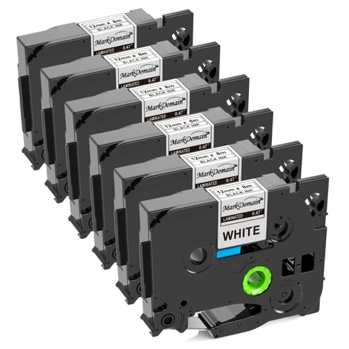 MarkDomain P Touch Label Tape, 12mm 0.47 Inch Laminated White Tape Replacement for Brother Label Maker Tape TZe-231 TZe231 TZe TZ Tape, Work with PTH-110 D220 D210 D600, Black on White, 6-Pack