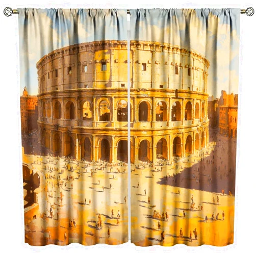 SYZWWSYX Colosseum Blackout Curtains, Historic Imperial Roman Architecture European Culture,Modern Room Decoration,Living Room Bedroom Window Drapes 2 Panel Set 63
