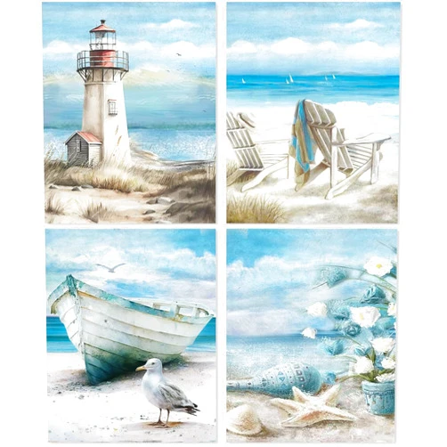 GemZono Paint by Numbers Kit for Adults Beginner, Lighthouse Beach Boat Adult Paint by Number Kits on Canvas, DIY Acrylic Watercolor Oil Paint by Number for Adults for Home Decor Gift 12x16 inch