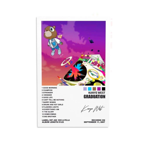 TAICI Kanye West Poster Graduation Album Cover Posters for Room Aesthetic Canvas Wall Art Bedroom Decor 16x24inch(40x60cm)