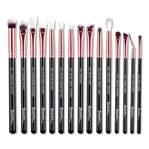 Bueart Design 15Pcs Professional grade Eye Makeup Brushes Set with Real Natural Goat Pony hair,Premium Soft Synthetic Eye shadow brush kit for Eyeshadow Concealer Crease blending Eyebrow, Eyeliner