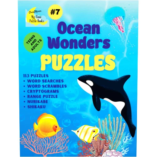 By QuietMoon Press (Author) My Time Puzzle Books #7 - Ocean Wonders: Teens and Adults - Family Fun! Marine Biology, Oceanography, Marine Conservation - Word and Number Puzzles