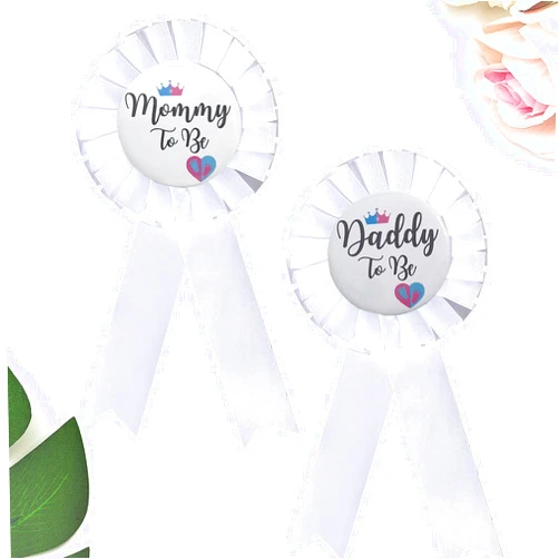 TRUSTORIC Mommy and Daddy To Be Tinplate Badge Pins, 2Pcs Perfect Baby Shower/Gender Reveal Button Pins for New Parents Baby Shower Pins Party Favor for Every Mom To Be and Dad To Be