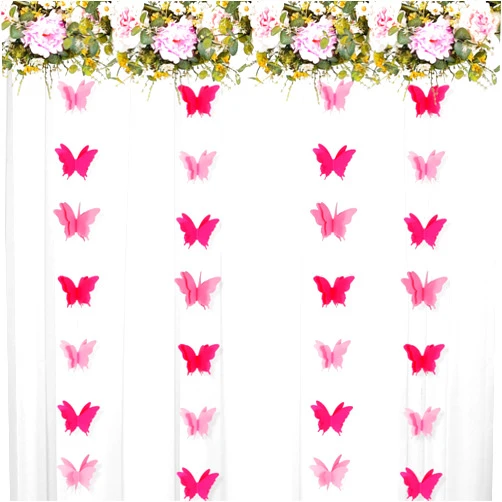 MAGICLULU Pink Butterfly Garland 4 Set of Hanging Butterfly Banners Birthday Hanging Butterfly Streamers Party Butterfly Banners for Wedding Birthday Anniversary