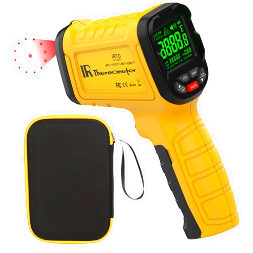 SURPEER Infrared Thermometer High Temperature Gun -58℉~2552℉, 30:1 Distance Ratio, Digital Laser IR Temp Gun for Cooking, Pizza Oven, Engine, Kilns, Forges, Industry, and Home Repair.