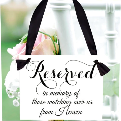 Yumoquee Wedding Memorial Sign in Memory of Parents Family Friend Celebrating from Heaven Ceremony Seat Banner Reserved Chair Signs