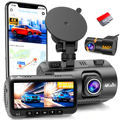 DoHonest Dash Cam Front and Rear: 4K Easy Setup Car Camera Built-in GPS 5G WiFi - Clear Night Vision Dash Camera with 3.16