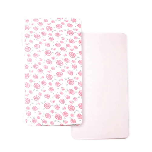 KWLOVER Soft Printed Crib Sheet for Boys Girls,2 Pack Crib Mattress Sheet or Toddler Bed Sheet, Baby Bassinet Sheets Fitted Crib Sheet (Pink)