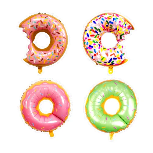 DYT 4PCS Donut Foil Balloons Kit Large Multicolor Sprinkle Aluminum Film Balloons for Baby Shower Donut Themed Party Birthday Decoration