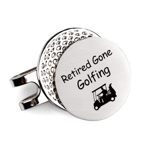 KTTGYRE Funny Stainless Steel Golf Ball Marker - Retired Gone Golfing, Novelty Golfing Golf Accessories Gifts for Husband, Dad, Grandpa, Coworker, Golf Lovers