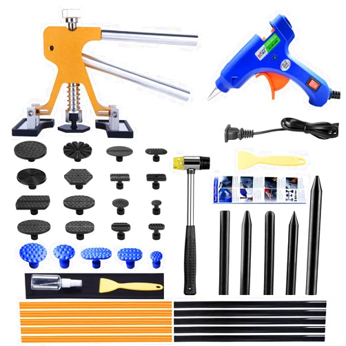 Gliston Auto Dent Puller Kit - Adjustable Golden Dent Remover Tools Paintless Dent Repair Kit Dent Lifter Puller for Car Large & Small Ding Hail Dent Removal