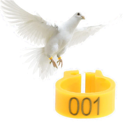 Tnfeeon 100PCS/Bag 8MM Plastic Pigeon Bands Rings, 001-100 Numbered Plastic Pigeon Bird Leg Bands Rings with Number(Yellow)