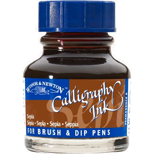Winsor & Newton Calligraphy Ink, 30ml (1-oz) Bottle, Sepia