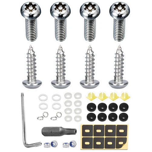 Zlirfy Anti Theft License Plate Screws,Tamper Resistant Licence Plate Kit,for Front Rear Frame Holder Mounting 1/4