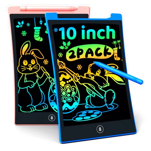 KOKODI Kids Toys 2 Pcs 10 Inch LCD Writing Tablet, Colorful Toddler Drawing Pad Doodle Board Erasable, Educational Learning Toys Birthday Gifts for Boys Girls Ages 3 4 5 6 7 8 (Blue & Pink)