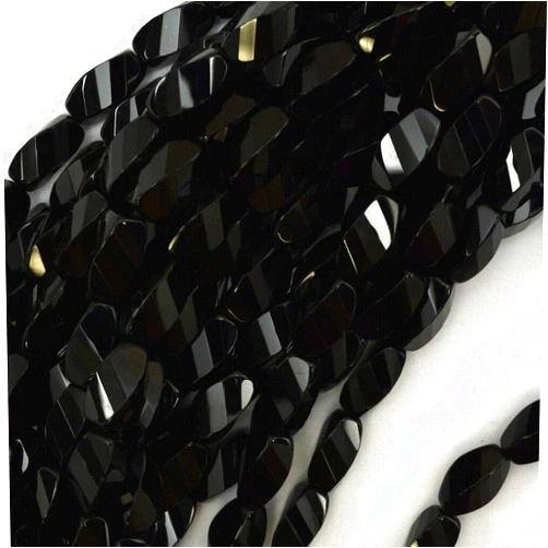 Dollorest Loose Beads, 12mm Faceted Black Onyx Twist Beads 15.5