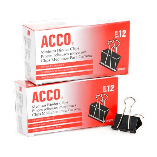 ACCO Brands ACCO Binder Clips, Medium, Black, 12 per Box, 2 Boxes (72062)