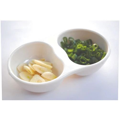 Z Moments Melamine 2-Compartment Divided Spicy Soy Sauce Dishes Mustard Wasabi Sashimi Rectangular Plastic Dipping Plates, 5-1/4