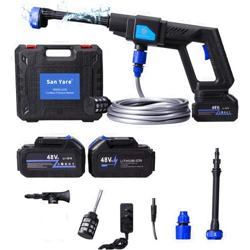 San Yare Cordless Pressure Washer - 970PSI Portable Pressure Washer with Battery Powered Pressure Washer, 6-in-1 Nozzle for Car/Fence/Garden/Floor/Yards.