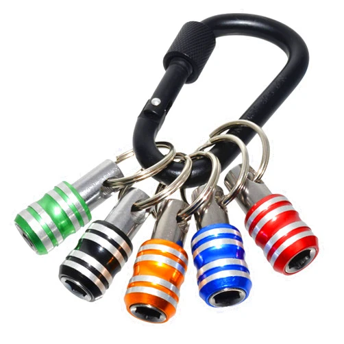 T-HOT 1/4inch Hex Screwdriver Bits Holder Extension Bar Drill Screw Adapter Keychain Quick Release Portable Bit Holder