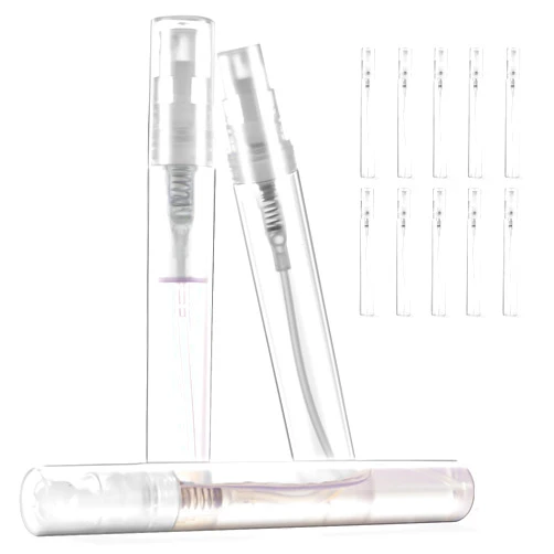 Chiallco Mini Perfume Sample Bottles, 10 Pack 5 ml Plastic Small Perfume Spray Bottle, Fine Mist, Portable Perfume Travel Refillable Bottle, 2025 Upgraded atomizer sprayer for perfume, Clear