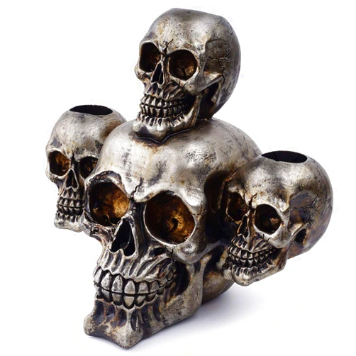 Kocris Casa Skull Candlestick Candle Holder Halloween Party Gothic Candleabra Décor Decoration Skeleton Day of The Dead Heads Scary Decorative