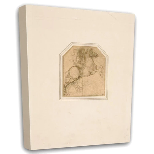 By ArtDirect P. & D. Colnaghi 15x18 Gallery Wrapped Canvas Museum Art Print Titled: Leonardo Da Vinci - Drawing of a Man on Horseback (1900)