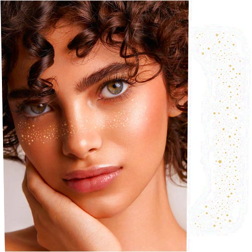 LULALA TOO Glitter Freckles Face Tattoo, Glitter Freckles for Face, 6 pcs Gold Sparkle Freckles, Face Glitter Makeup Patches (Gold-Style-1)