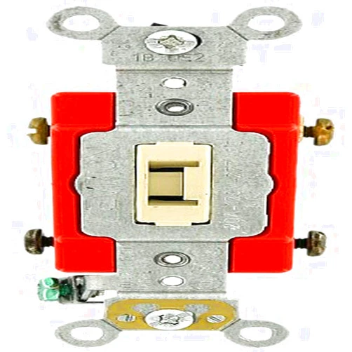 Leviton 1222-2IL 20 Amp, 120/277 Volt, Toggle Locking Double-Pole AC Quiet Switch, Extra Heavy Duty Grade, Self Grounding, Back and Side Wired, Ivory