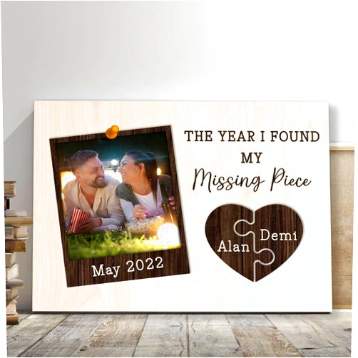 Rubitu The Year I Found My Missing Piece Poster Custom, Personalized Couple Gifts For Him Her, Anniversary Wedding Gifts For Husband Wife Boyfriend Girlfriend, Just Married Couple Gifts, Valentine Gifts for Couple