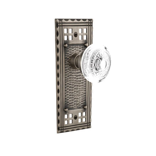 Nostalgic Warehouse 750159 Passage Craftsman Plate with Crystal Egg and Dart Knob, Backset Size: 2.75