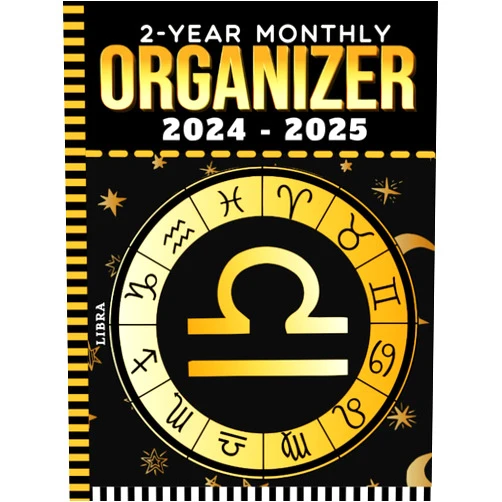 BND 24 Dos Anos Publishing 2-Year Monthly Organizer 2024-2025: Hardcover / 8.5x11 Large Dated Monthly Schedule With 100 Blank College-Ruled Paper Combo / 24-Month Life Organizing Gift / Libra - Zodiac Horoscope Sign Art Cover