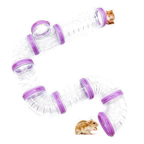 Hamiledyi Hamster Tunnel Tube Toy Pet DIY Assorted Toy Transparent Adventure Pipe Playground Excercise Set for Mouse Hamster and Other Small Animals (Purple)