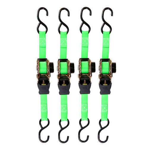 SMARTSTRAPS Retractable Ratchet Tie Down Straps (4 PK) 1,500lb Break Strength, 500lb Safe Work Load, Standard Duty, Secure and Haul ATVs, Lawn Tractors, Cargo, Boxes and Other Small Equipment