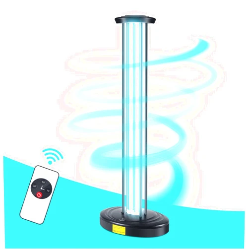 JTAPURE Ultraviolet Germicidal Lamp, 100W Ozone Free UV Light Purifier for Large Room, with Three-Step Timing Remote Control, Blue Light, Up to 99.9% Purification for Bathroom, Bedroom, Toilet