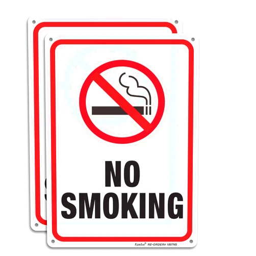 Faittoo No Smoking Sign,2 Pack No Smoking Metal Reflective Signs - 10 x 7 .040 Rust Free Heavy Duty Aluminum sign - UV Printed With Professional Graphics - Easy To Mount - Indoor & Outdoor Use