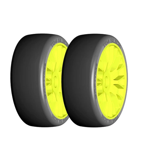 GRP GTY04-XM7 1:8 GT New Slick MediumHard Yellow 20 Spoke Rubber Tires (2)