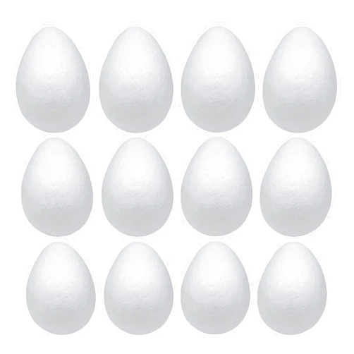 Crafjie Foam Eggs 12pcs 4.72 Inch (12cm) White Craft Polystyrene Eggs Smooth for Spring Easter Halloween Christmas Holiday Crafts Making Handmade DIY Painting School Projects