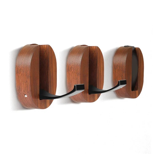 Szrisi Coat Hooks, Wood Wall Hooks Folding for Hanging Coat, Rustic Walnut Wood Hardware Heavy Duty Aluminum Alloy No Rust with Screws for Hat, Bags, Backpack, Purse Fitness Equipment