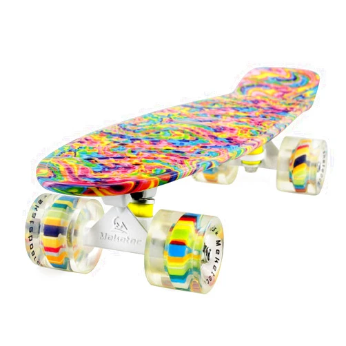 Meketec Skateboards Complete 22 Inch Mini Cruiser Retro Skateboard for Kids Boys Youths Beginners