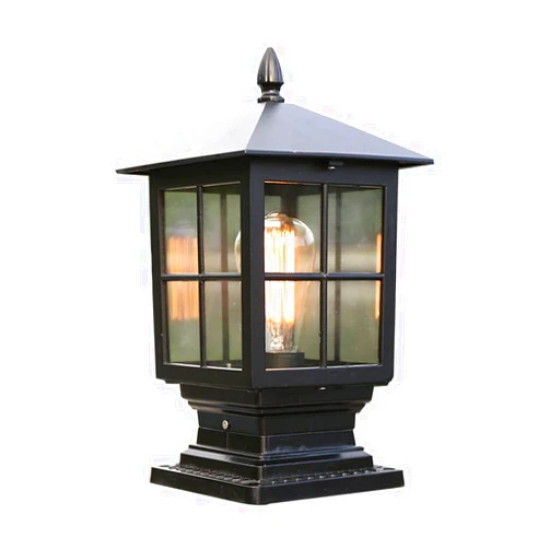 MTDYGHXQ Post Light Fixtures Outdoor Waterproof Doors Pillar Lamp Modern High Translucent Glass Column Light Square Pedestal Light E27 Landscape Lights Garden Lights