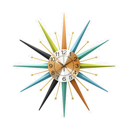 GUPENAA Yjrong Mid-Century Large Wall Clock for Living Room Decor,Modern Silent Non Ticking Metal Wall Clock, Battery Operated Decorative 3D Big Clocks for Kitchen, Living Room, Bedroom, Office Decor,Gold,55