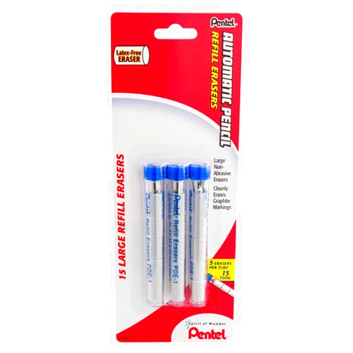 Pentel Eraser Refills, PDE1, 5/Tube, Sold as Pack of 3