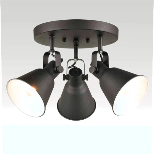 DIRYZON EUL Multi-Directional Ceiling Spot Light,Adjustable Round Track Lighting,Industrial Semi Flush Mount Ceiling Light Fixtures for Bedroom Hallway Matte Black-3 Light