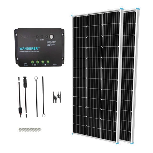Renogy 200 Watt 12 Volt Monocrystalline Solar Panel Starter Kit with 2 Pcs 100W Solar Panel and 30A PWM Charge Controller for RV, Boats, Trailer, Camper, Marine ,Off-Grid System