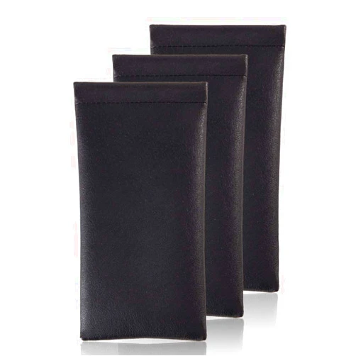 TRIUMPH VISION Squeeze Leather Sunglasses Pouch - 3 Pack Spring Storage Glasses Pouch Holder