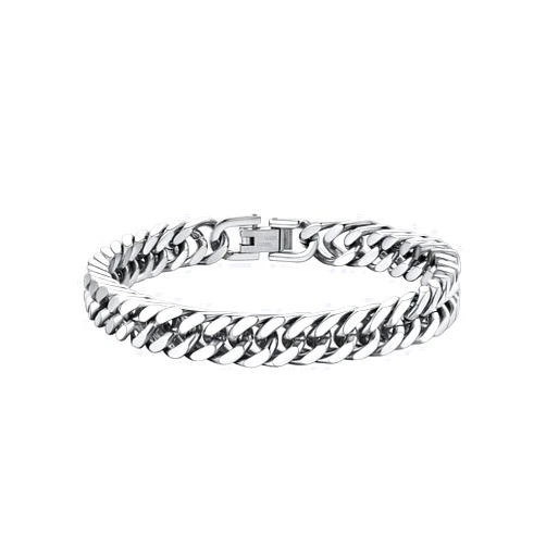 ChainsHouse Stainless Steel Cuban Link Bracelet, 8mm/12mm/17mm Width, 7.5