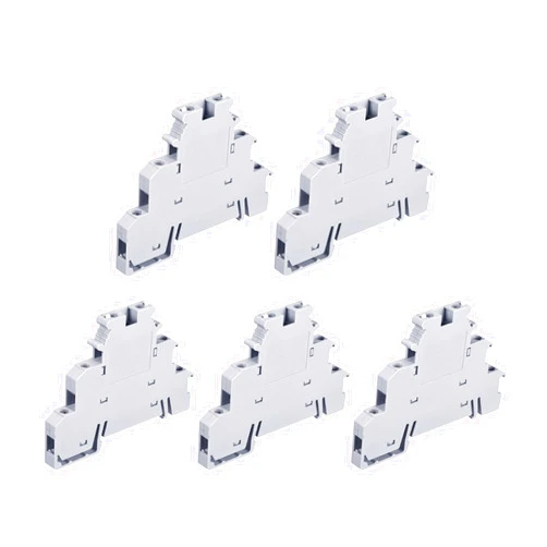 MECCANIXITY DIN Rail Mount Three-Level Terminal Blocks Screw Type 28-14AWG Grey DIKD1.5 Pack of 5
