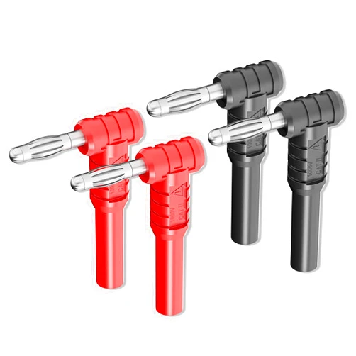 Goupchn 4mm Right Angle Banana Plug Connectors 4PCS 4mm Male to 4mm Female Connector Red&Black for Electrical Testing Connection
